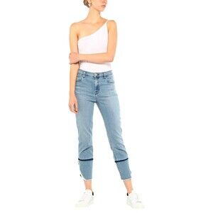 J BRAND Ruby High Rise Cigarette Curved Raw Hem Cropped Ankle Jeans Size 27